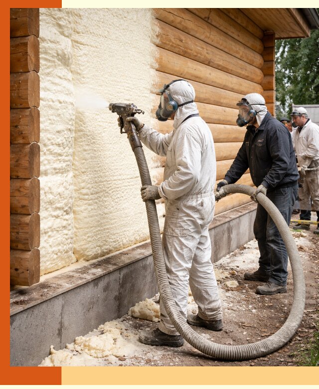 Утепление дома из бруса пенополиуретаном в Армавире