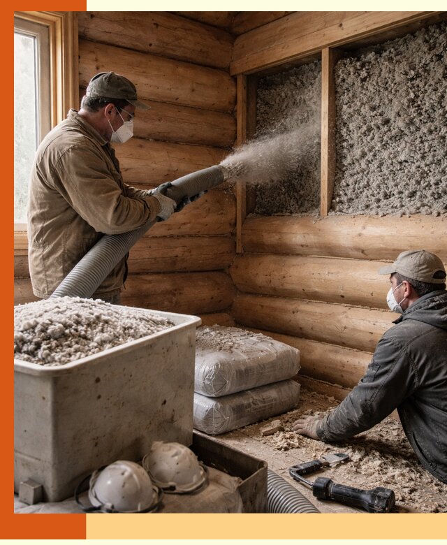 Утепление дома из бруса эковатой в Армавире